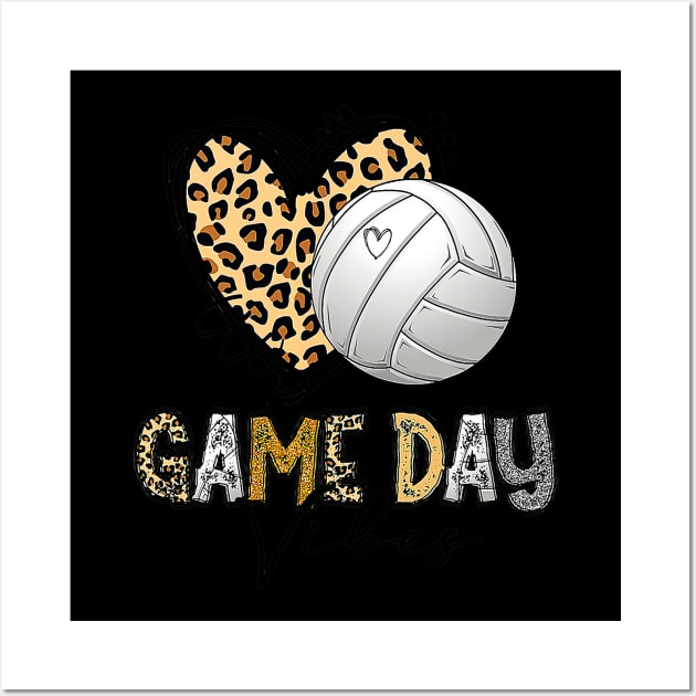 Volleyball Game Day Vibe Volleyball Mom Leopard Wall Art by everetto